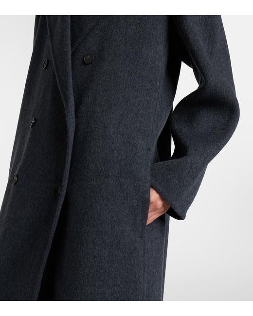Vince Black Double-Breasted Wool-Blend Coat