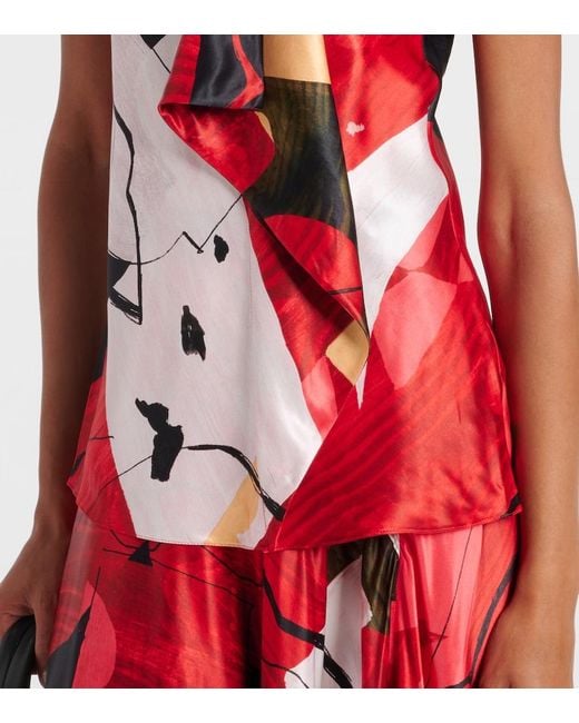 Roksanda Red Kiara Printed Satin Top