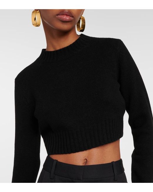 Max Mara Black Jazz Cropped Cashmere Sweater