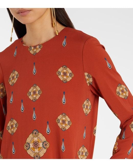 LaDoubleJ Red Bedrucktes Maxikleid Swing Aus Jersey