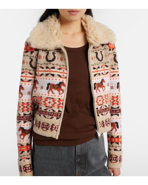 Stella McCartney Multicolor Intarsia Virgin Wool Zip-Up Cardigan