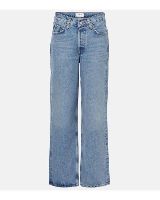 Agolde Blue V-Waist Baggy Straight Jeans