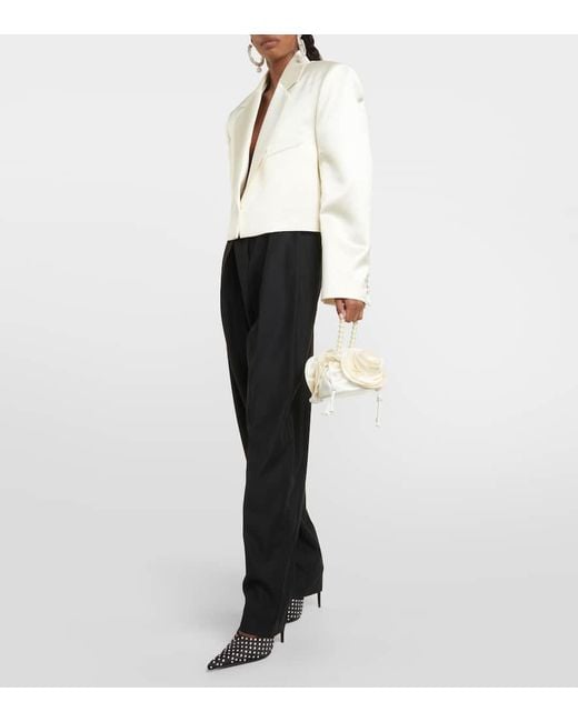 Magda Butrym Natural Gathered Silk-Satin Shoulder Bag
