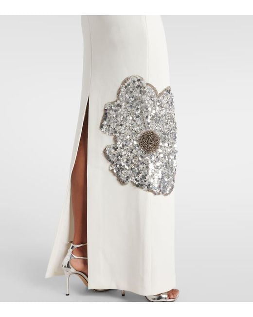 Rebecca Vallance White Layana Strapless Embellished Gown