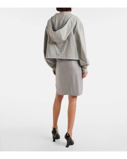 The Attico Gray Asymmetric Cotton-Blend Jersey Hoodie