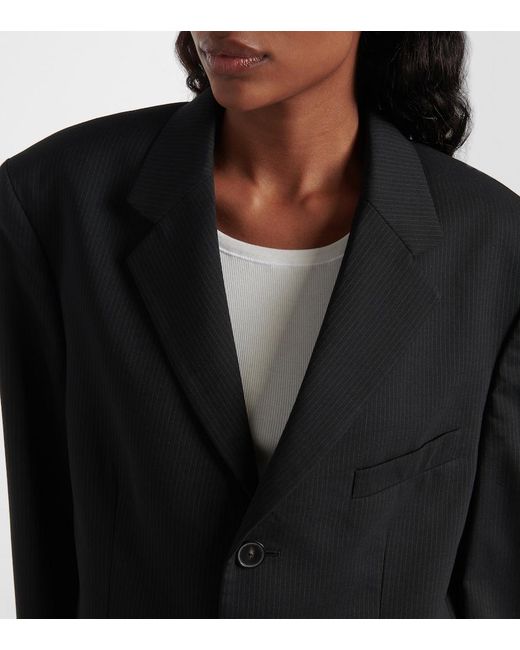 Calvin Klein Black Viola Oversized Pinstripe Blazer