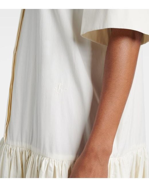 Jil Sander White Maxikleid Aus Baumwollpopeline
