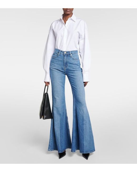 FRAME Blue High-Rise Flared Jeans The Extreme Flare