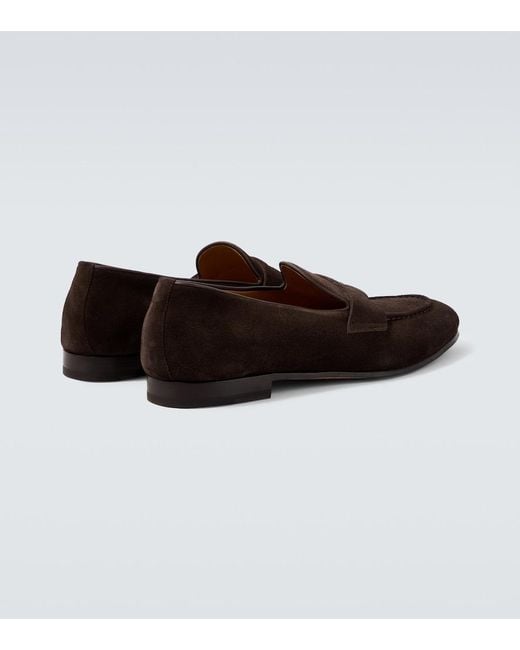 Kiton Brown Suede Penny Loafers for men