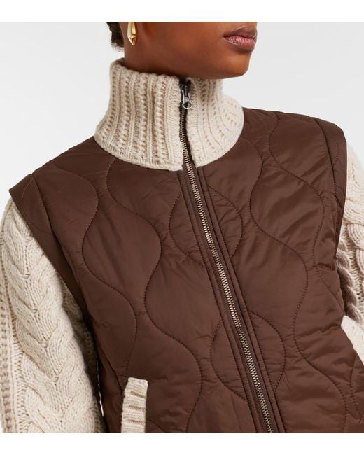 Veronica Beard Brown Patra Quilted Wool-Trimmed Jacket