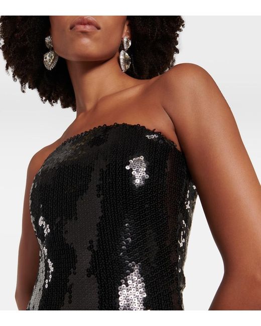 Alexandre Vauthier Black Sequined Strapless Bodysuit