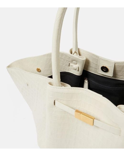 DeMellier London White New-York Croc-Effect Leather Tote Bag