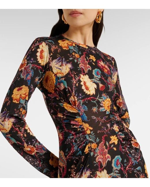 Vestido Largo Ceryse De Jersey Floral Ulla Johnson de color Black