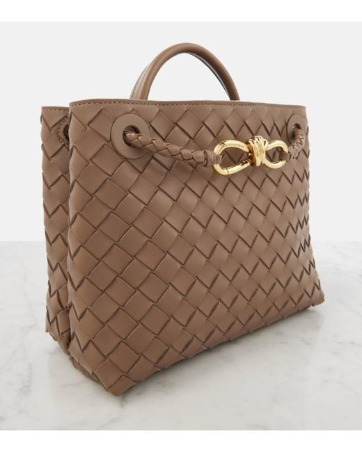 Bottega Veneta Brown Andiamo Small Intrecciato Leather Tote Bag