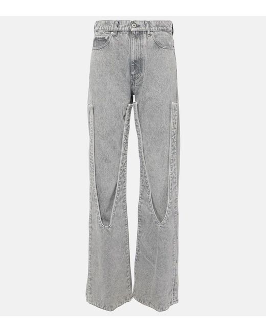 Y. Project Gray Straight Jeans Snap Off Chap