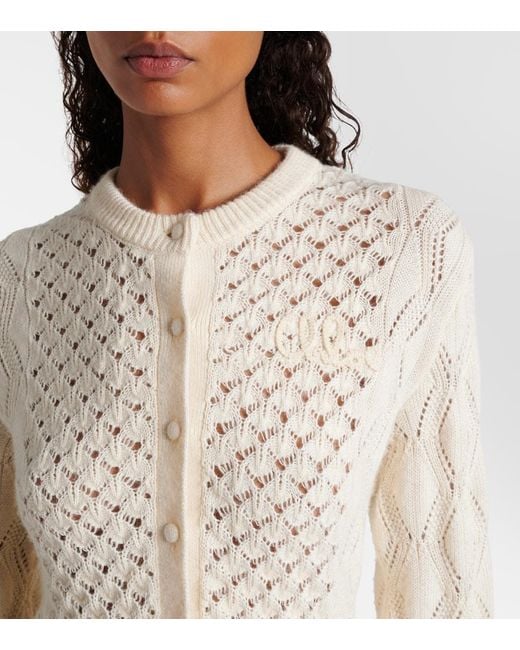 Chloé Natural Ruffled Cotton, Wool, And Silk Cardigan