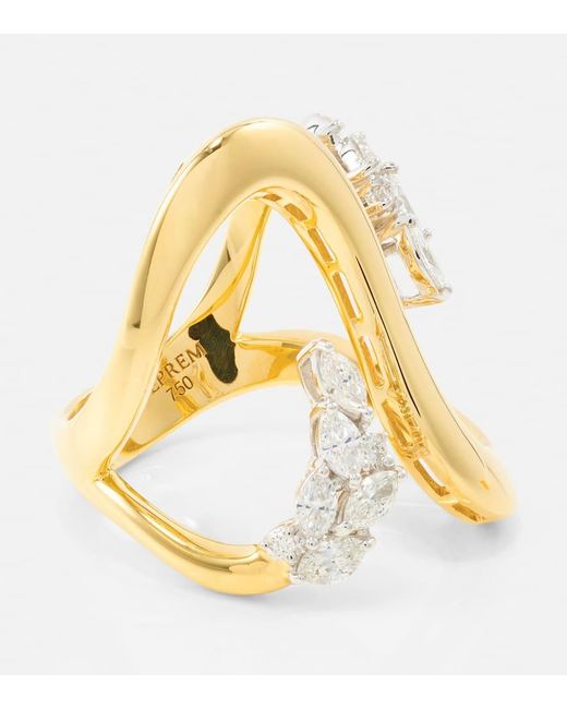 YEPREM Metallic Ring Golden Strada aus 18kt Gelbgold mit Diamanten