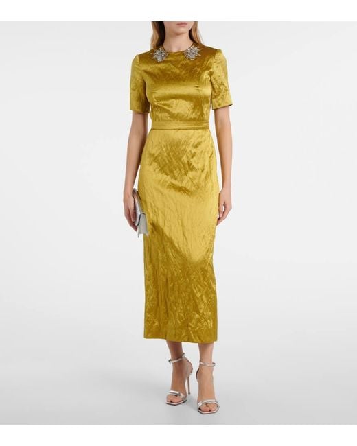 Erdem Metallic Verziertes Midikleid Aus Satin
