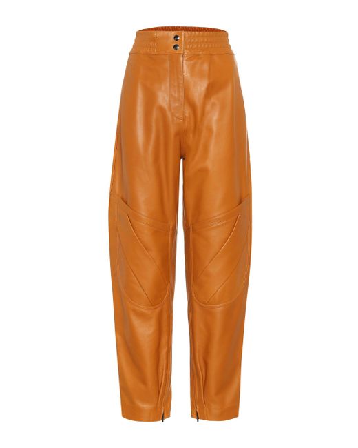 Acne Brown High-rise Leather Pants