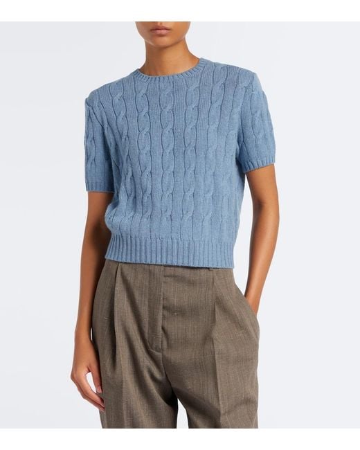 Ralph Lauren Blue Cable-Knit Cashmere Sweater