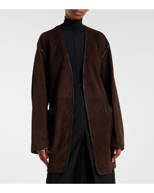 Nour Hammour Brown Anika Suede Wrap Coat