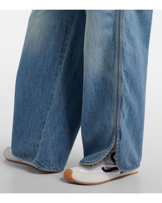 Jeans A Gamba Larga E Vita Media di Loewe in Blue