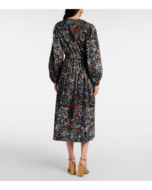 Ulla Johnson Black Aurelie Ruffled Cotton Midi Dress