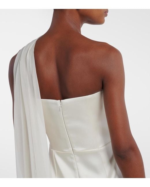 The New Arrivals Ilkyaz Ozel White Julietta Scarf-Detail Silk Gown