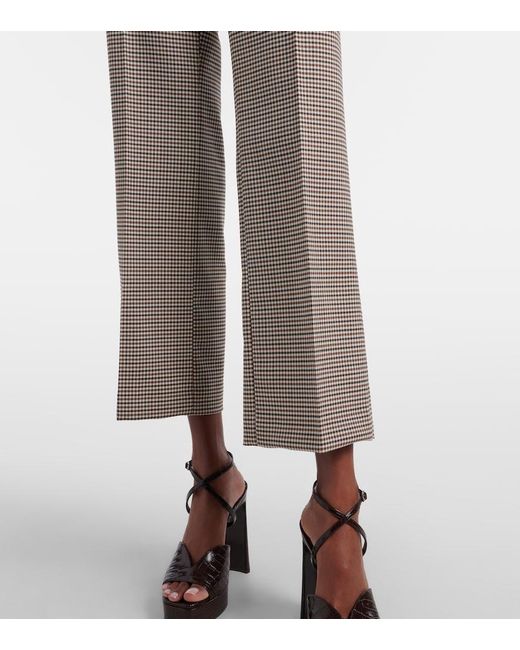 Etro Gray Checked Wool-Blend Cropped Flared Pants
