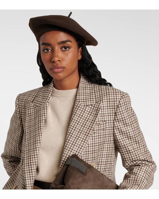 Brunello Cucinelli Brown Wool Beret