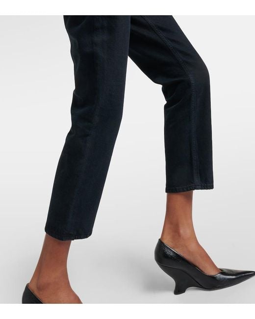Agolde Black High-Rise Slim Jeans Riley Crop