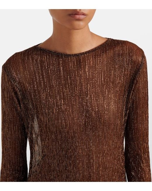 Cala De La Cruz Brown Loretta Lame Top