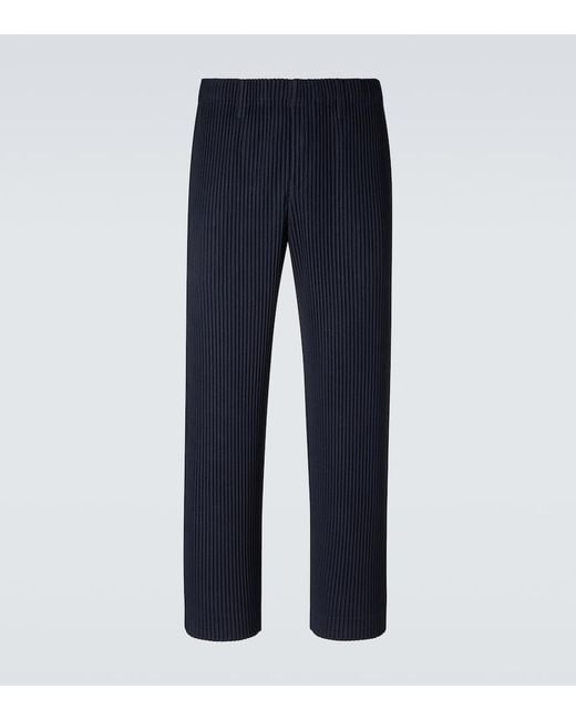 Homme Plissé Issey Miyake Blue Basics Pleated Straight Pants for men