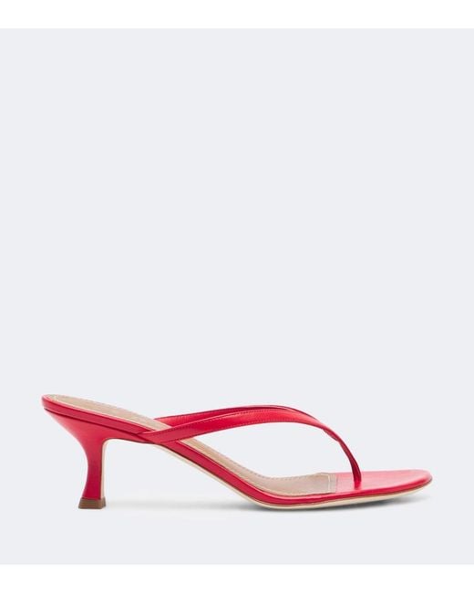 Staud Pink Freja Leather Thong Sandals