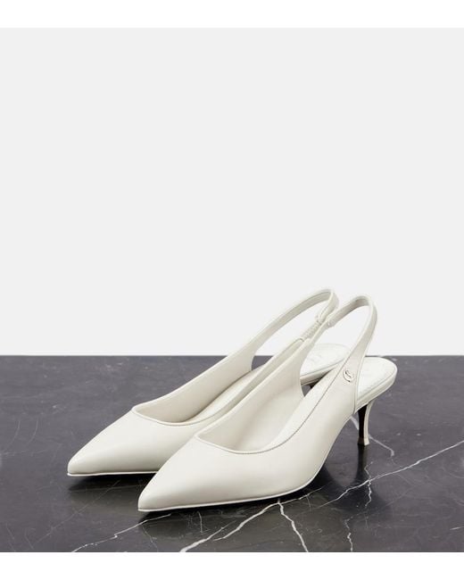 Christian Louboutin White Sporty Kate Sling 55 Leather Slingback Pumps
