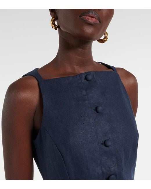 Faithfull The Brand Blue Ambra Linen Minidress