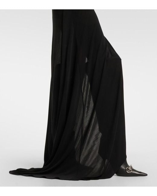 Gucci Black Asymmetric Jersey Maxi Dress