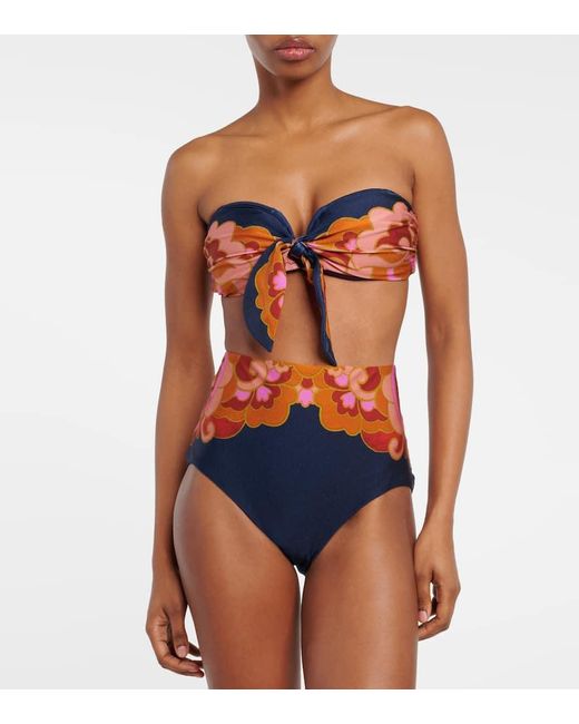 Top de bikini bandeau Acadian estampado Zimmermann de color Orange