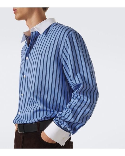 Acne Blue Striped Satin Twill Shirt for men