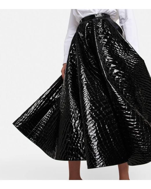 Alaïa Black Alaia Croc-effect Midi Skirt