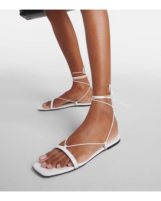 Totême  White Croc-effect Leather Sandals