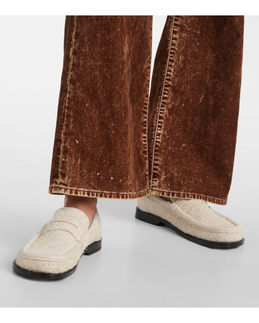 Loewe White Campo Brushed Suede Penny Loafers