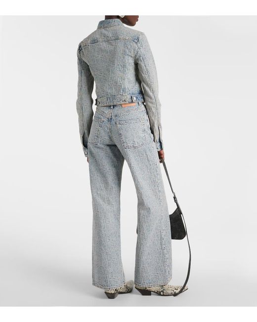 Acne Gray Cropped-Jeansjacke aus Jacquard