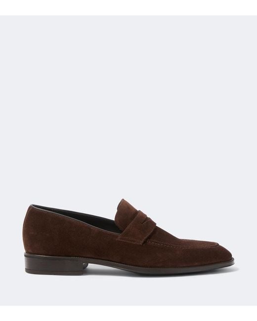 Canali Brown Suede Penny Loafers for men
