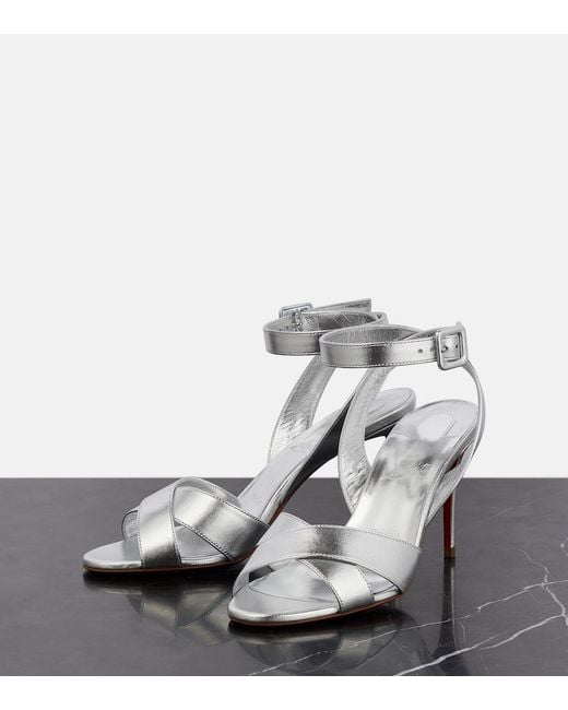 Christian Louboutin White Mariza 85 Metallic Leather Sandals