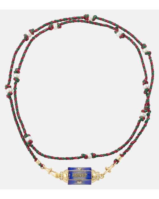 Marie Lichtenberg Metallic Halskette Amour Toujours mit 18kt Gelbgold, Emaille und Diamanten