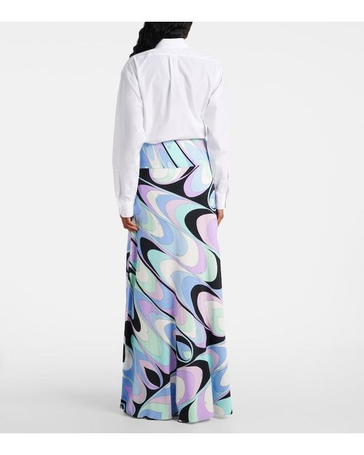 Emilio Pucci Blue Jersey Satin Maxi Skirt