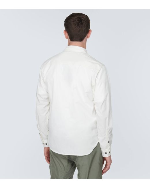 C P Company White Cotton Gabardine Overshirt for men