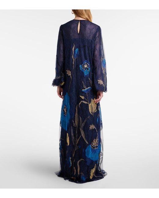 Costarellos Blue Kaftan Embr
