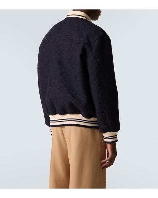 Valentino Blue Tweed Bomber Jacket for men